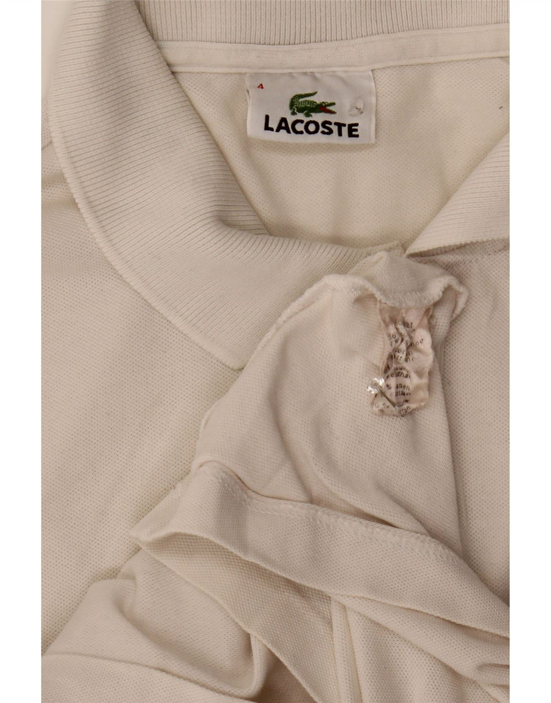 Lacoste Mens Polo Shirt Size 4 Medium White Cotton