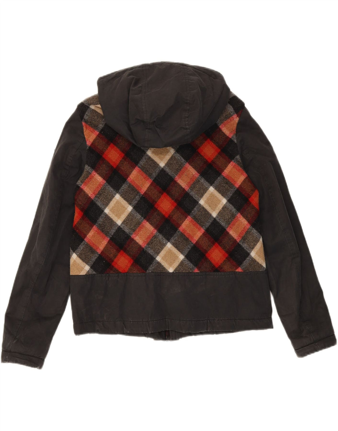 ROY ROGERS Womens Hooded Bomber Jacket IT 42 Medium Black Check Cotton Vintage Roy Rogers and Second-Hand Roy Rogers from Messina Hembry 