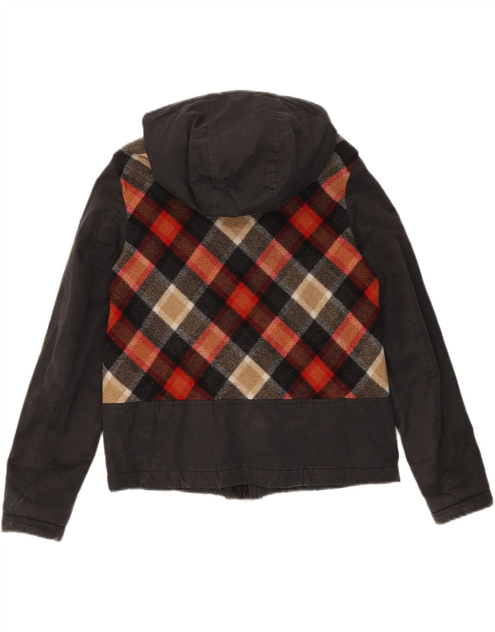 ROY ROGERS Womens Hooded Bomber Jacket IT 42 Medium Black Check Cotton Vintage Roy Rogers and Second-Hand Roy Rogers from Messina Hembry 