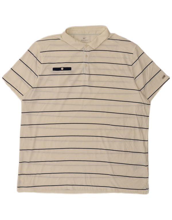 Polo Nike da uomo vestibilità regolare 2XL cotone a righe bianche