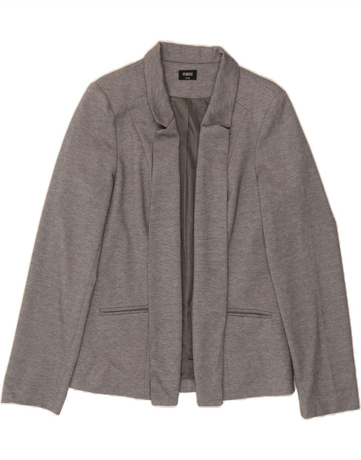 OASIS Womens Open Blazer Jacket UK 16 Large Grey Pinstripe Polyester Vintage Oasis and Second-Hand Oasis from Messina Hembry 