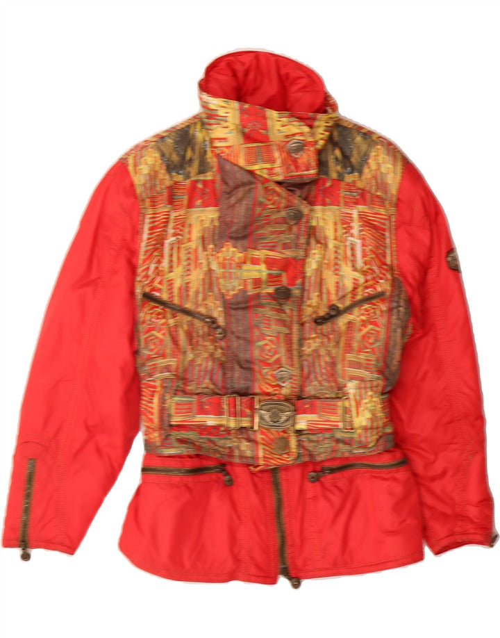 EMMEGI Womens Abstract Pattern Padded Jacket EU 36 Small Red Polyamide Vintage Emmegi and Second-Hand Emmegi from Messina Hembry 