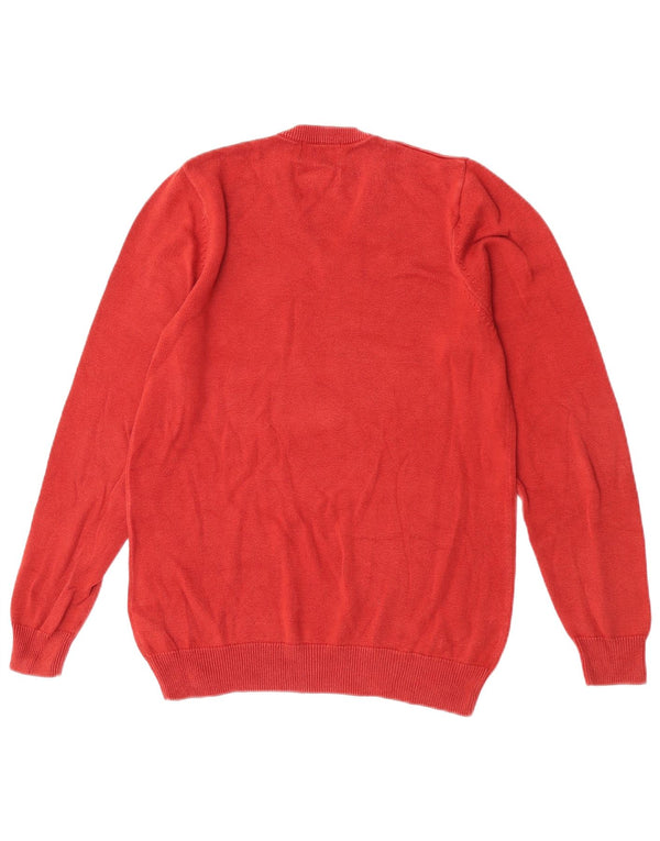Maglione da uomo con scollo a V Marks & Spencer piccolo in cotone arancione
