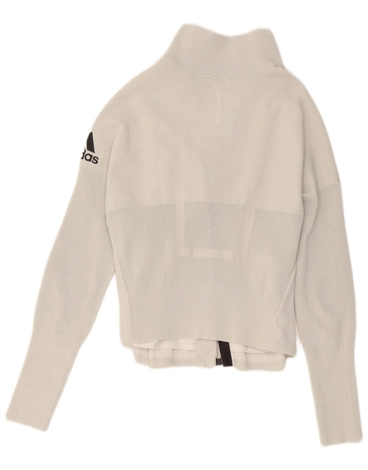 Adidas Womens Graphic Tracksuit Top Jacket UK 8/10 Small White Polyester