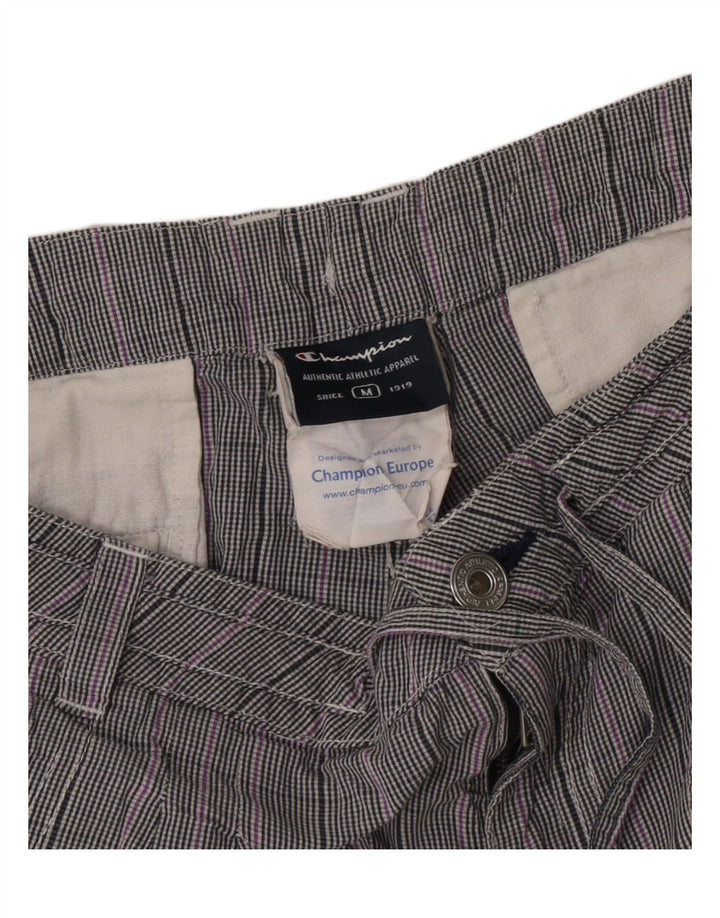 Champion Womens Casual Shorts Medium W30 Grey Check Cotton