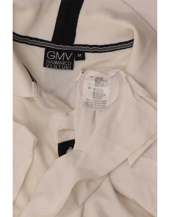 Gianmarco Venturi Mens Graphic Polo Shirt Medium White Cotton