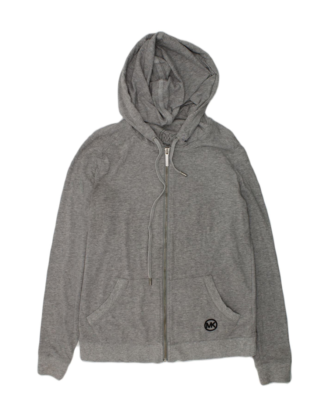 MICHAEL KORS Womens Zip Hoodie Sweater UK 6 XS Grey Cotton | Vintage Michael Kors | Thrift | Second-Hand Michael Kors | Used Clothing | Messina Hembry 