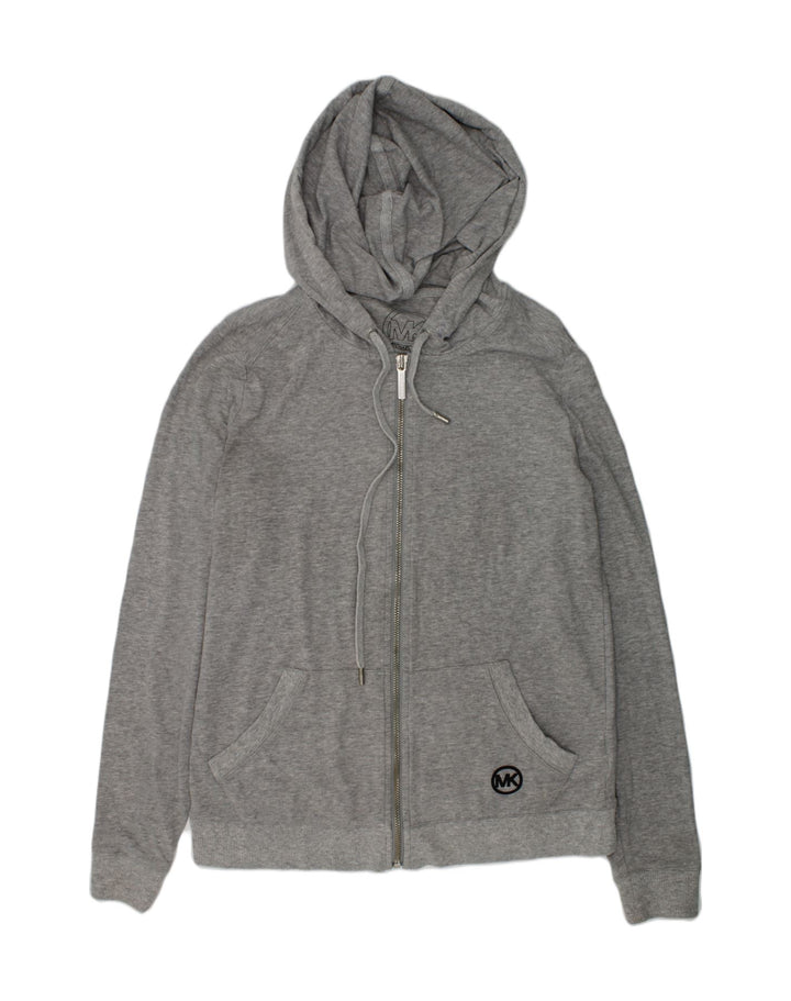 MICHAEL KORS Womens Zip Hoodie Sweater UK 6 XS Grey Cotton | Vintage Michael Kors | Thrift | Second-Hand Michael Kors | Used Clothing | Messina Hembry 