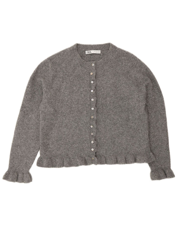 Zara Mujer Cárdigan Suéter UK 46 Grande Poliéster Gris