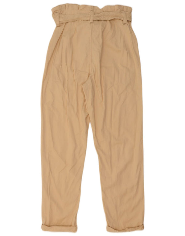 Topshop Damen-Freizeithose mit hoher Taille, konisch zulaufend, UK 10, Größe S, W29, L27, Beige