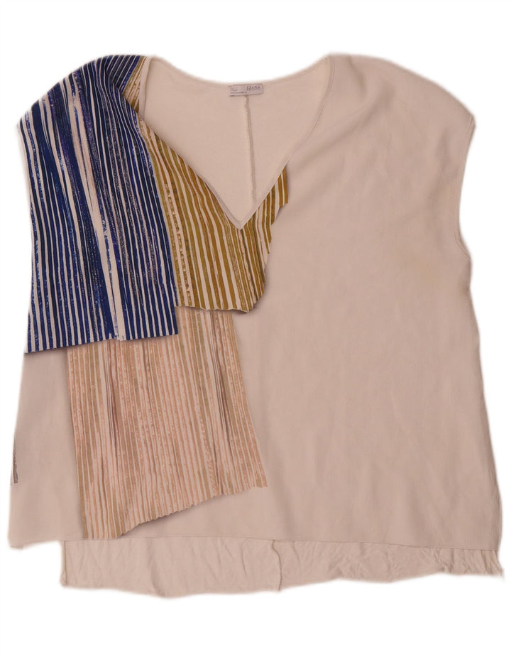 Zara Womens Sleeveless Blouse Top UK 14 Medium White Colourblock
