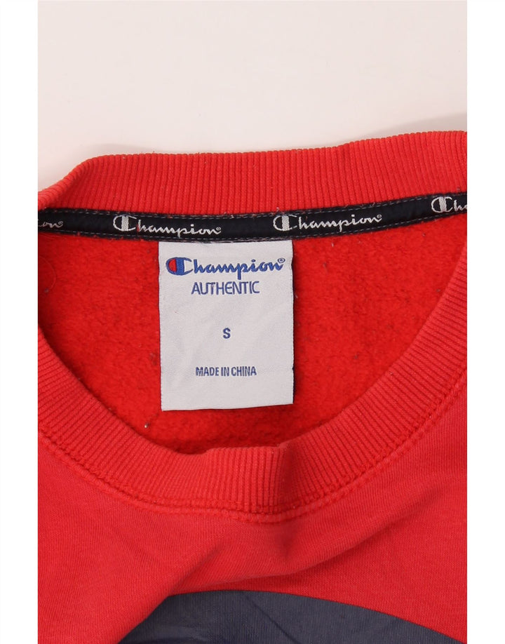 CHAMPION Mens Graphic Sweatshirt Jumper Small Red Cotton Vintage Champion and Second-Hand Champion from Messina Hembry 