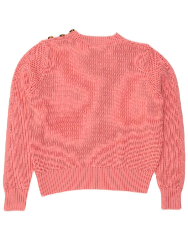 Marks & Spencer Dame Crop Crew Neck Jumper Sweater UK 14 Medium Pink