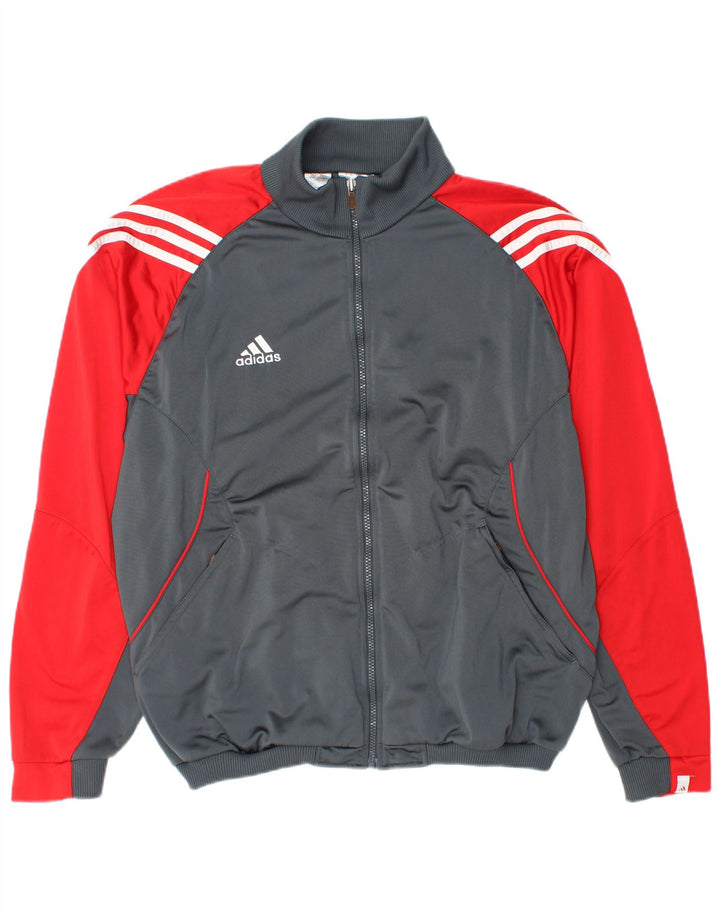 ADIDAS Træningsdragt til mænd, topjakke UK 44/46, stor grå farveblok polyester