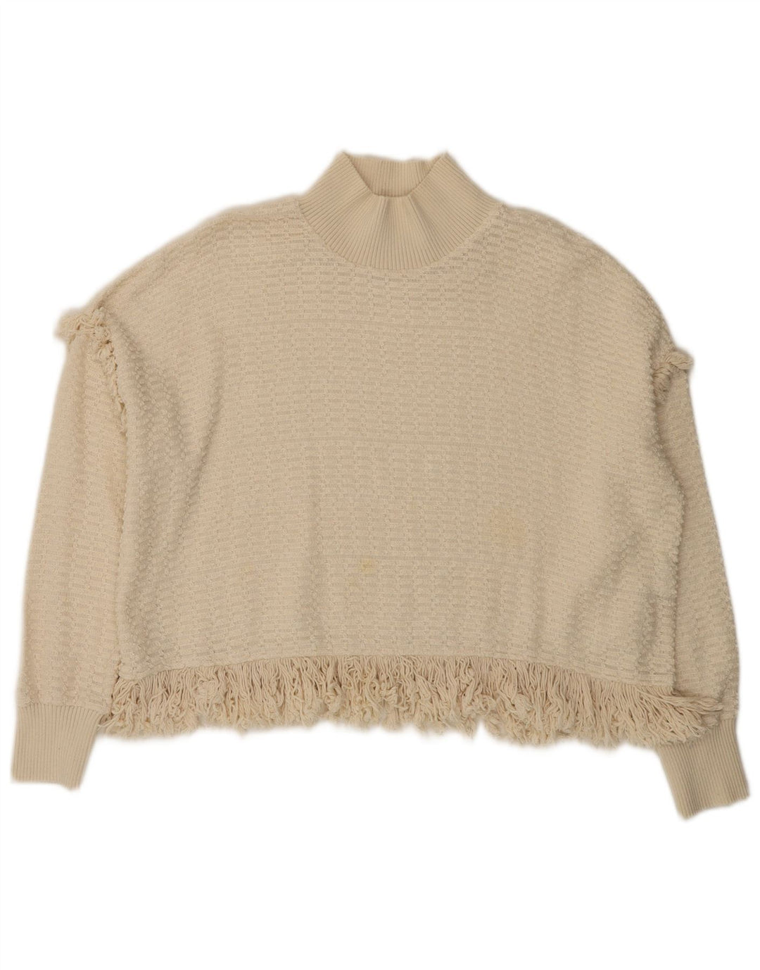 Zara Womens Crop Turtle Neck Jumper Sweater UK 14 Medium Off White