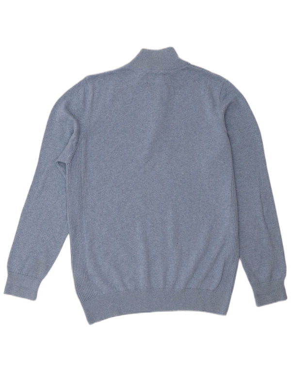 Barbour Mens Zip Neck Jumper Sweater Medium Blue Cotton