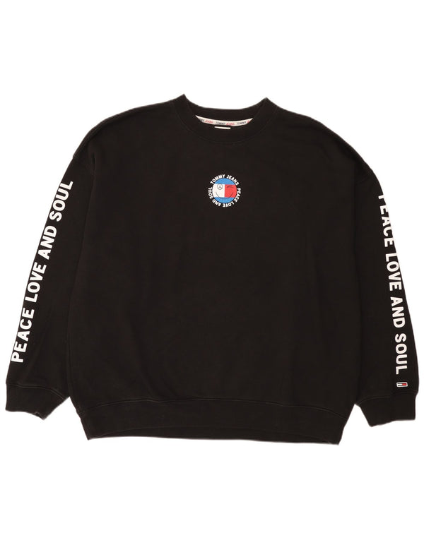 Tommy Hilfiger Mens Graphic Sweatshirt Jumper Large Black Cotton