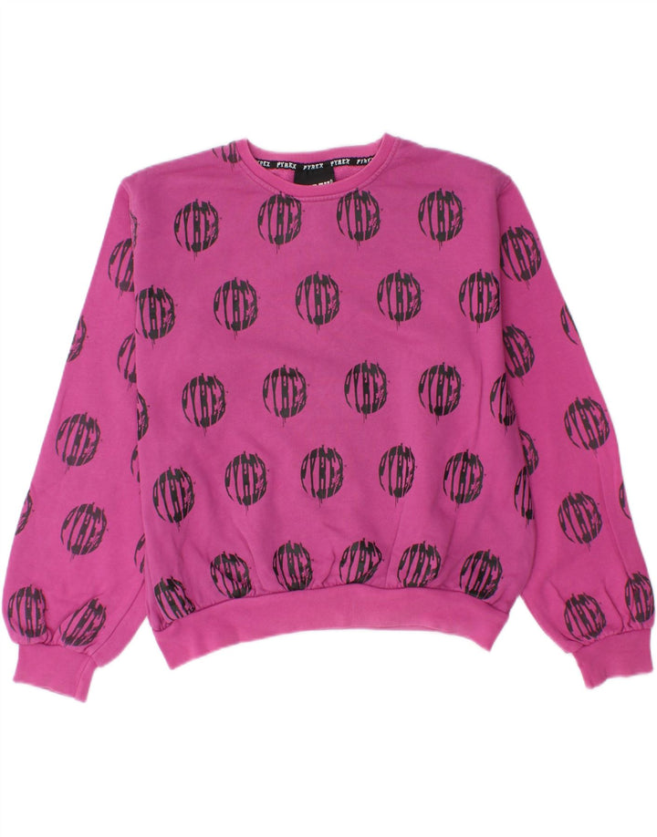 PYREX Girls Graphic Sweatshirt Jumper 15-16 Years 2XL Pink Cotton Vintage Pyrex and Second-Hand Pyrex from Messina Hembry 