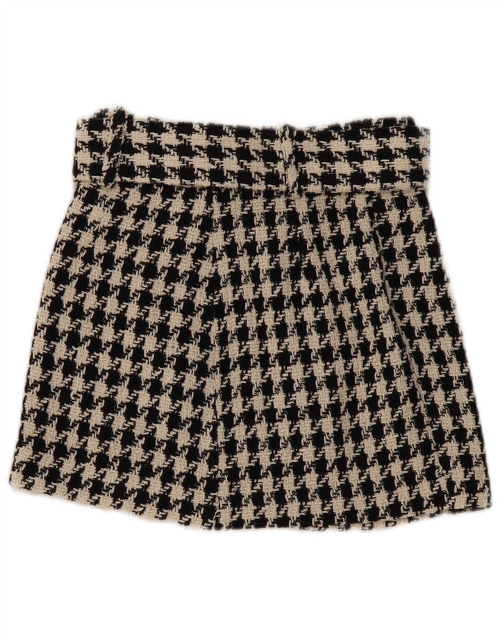 ZARA Womens Mini Skirt XS W24 Black Houndstooth Polyester