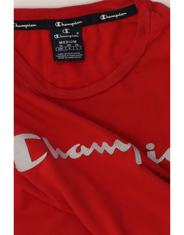 Champion Mens Graphic T-Shirt Top Medium Red Cotton