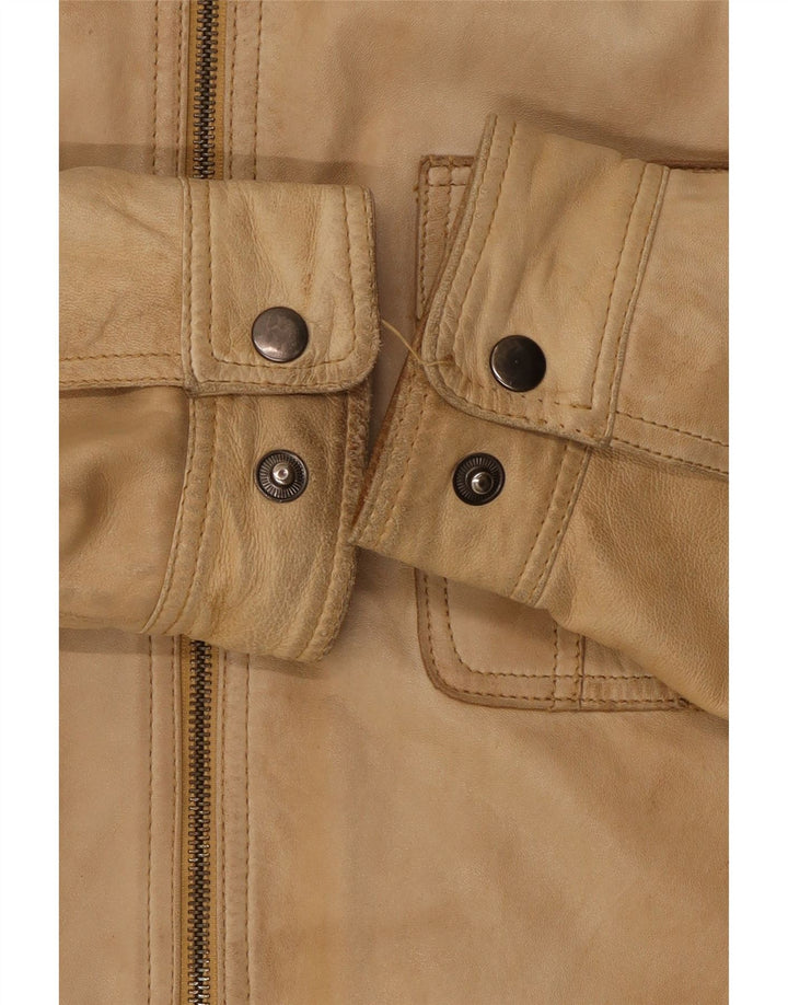 A.W.Dunmore Mens Leather Jacket UK 40 Large Beige