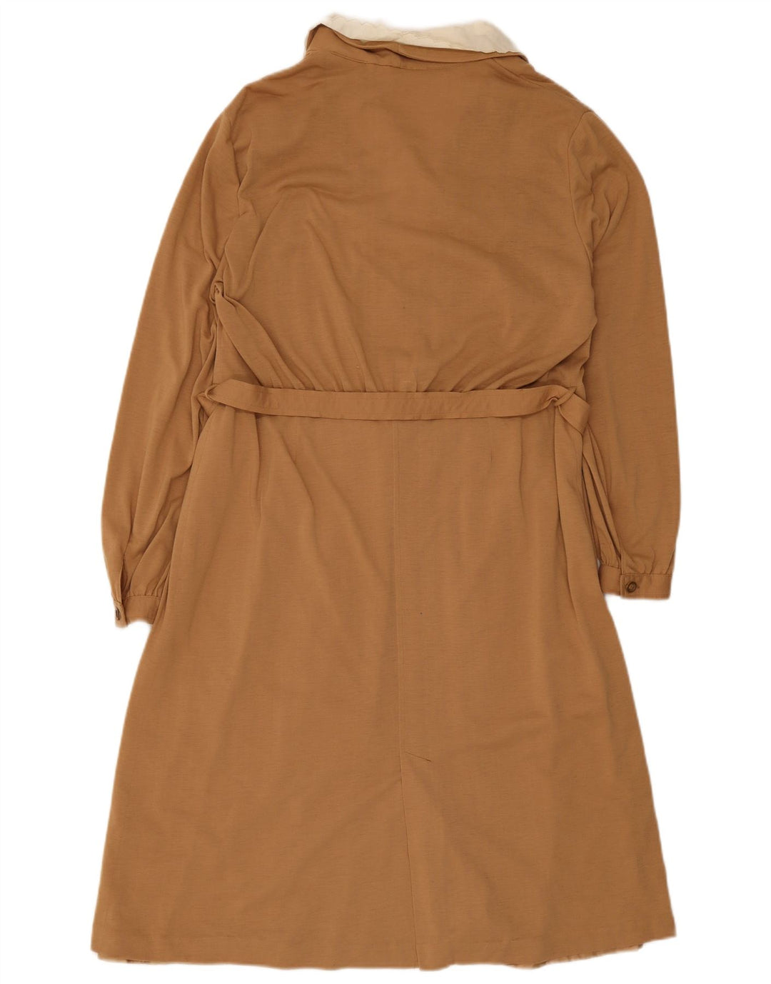 Vintage Damen Langarm-Basic-Kleid IT 52 2XL Brauner Farbblock