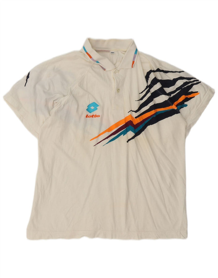 Lotto Mens Graphic Polo Shirt Medium White Cotton
