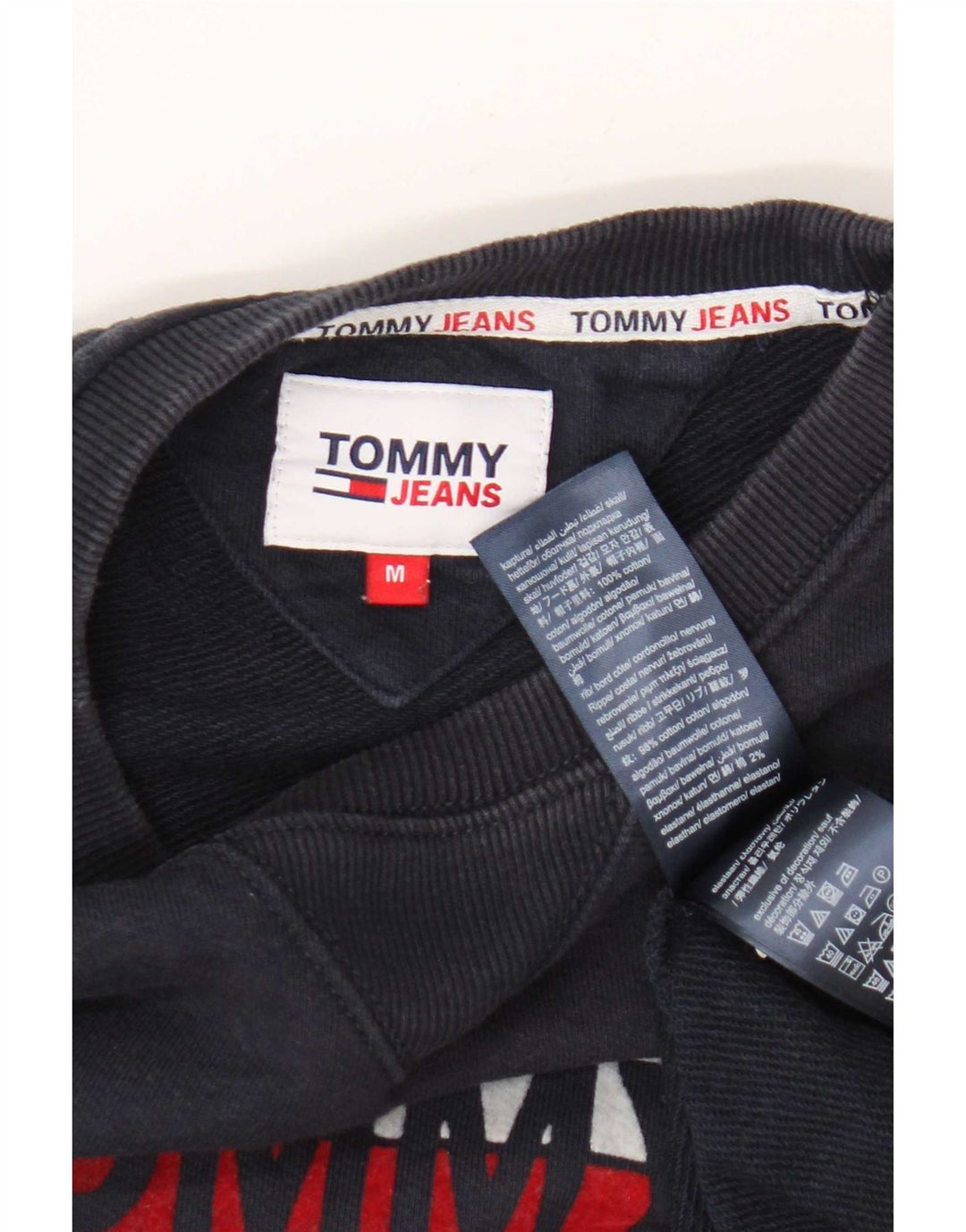 Tommy Hilfiger Mens Graphic Sweatshirt Jumper Medium Navy Blue Cotton