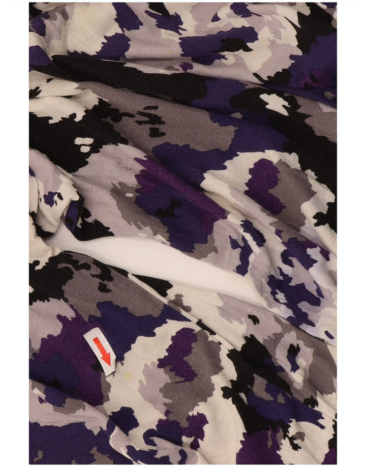 Marks & Spencer Womens 3/4 Sleeve Basic Dress UK 16 Large Purple Camouflage