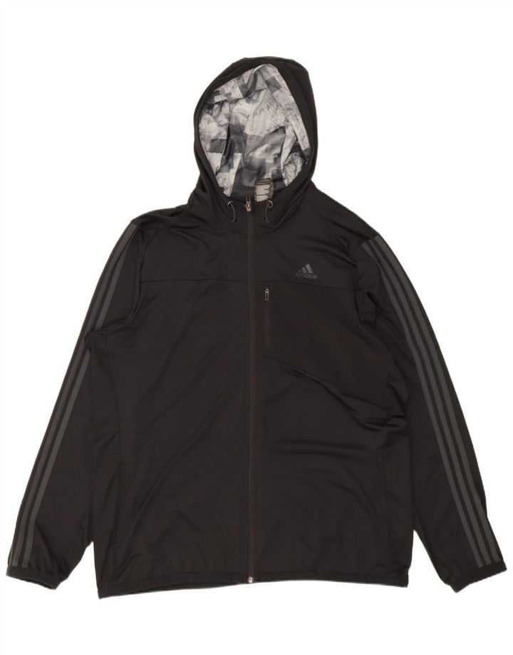Adidas Mens Climacool Hooded Tracksuit Top Jacket Large Black Polyester