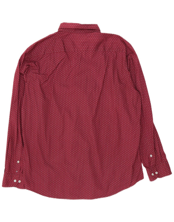 Tommy Hilfiger Mens New York Fit Shirt 2XL Burgundy Spotted Cotton