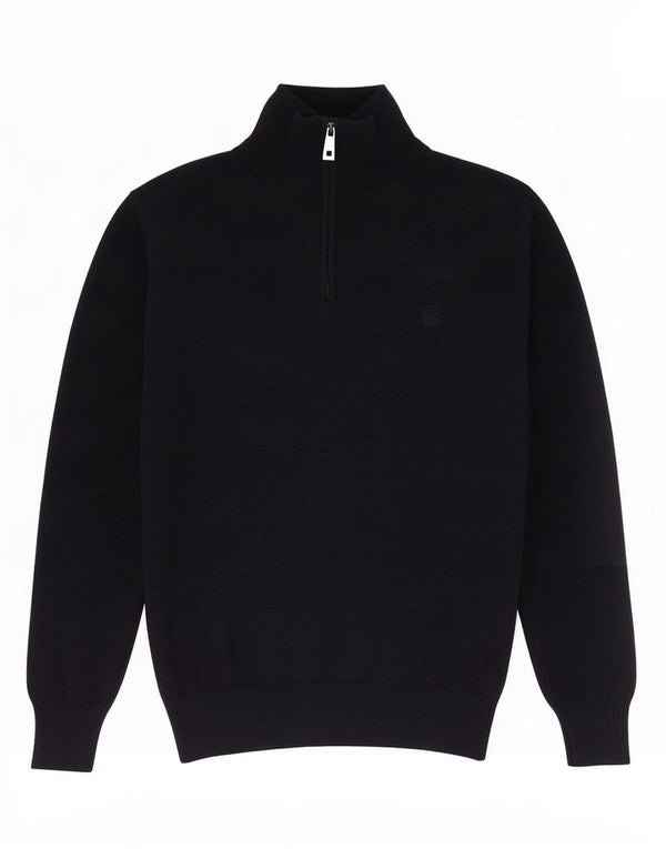Marina Yachting Mens Zip Neck Jumper Sweater Small Navy Blue Virgin Wool
