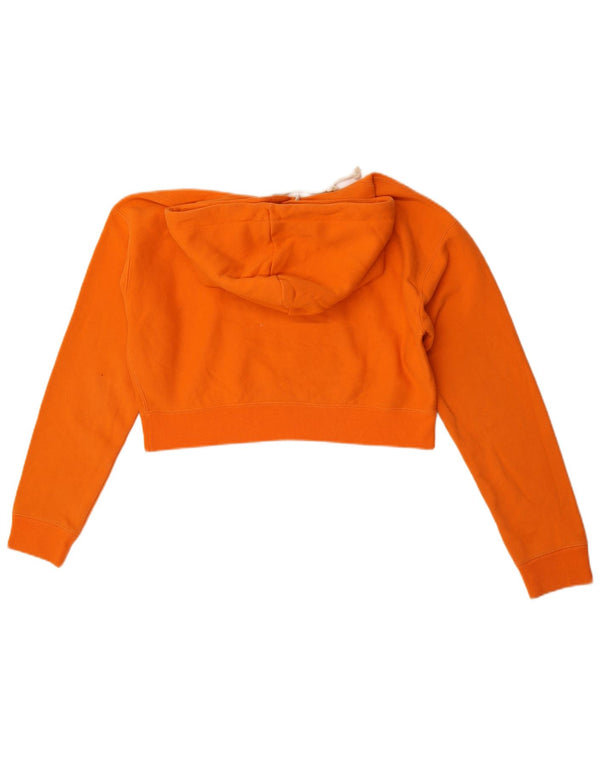 Champion Dame Oversized Crop Graphic Hoodie Jumper UK 10 Small Orange