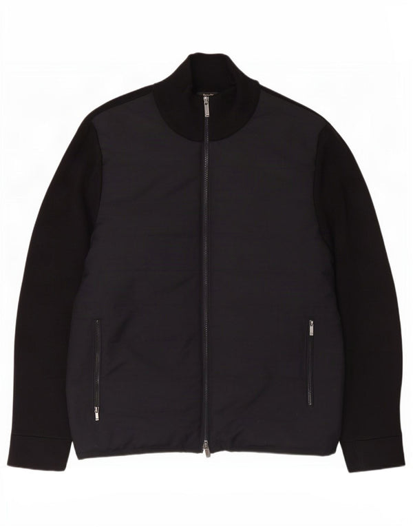 Massimo Dutti Herre Bomber Jacket UK 42 XL Sort Bomuld