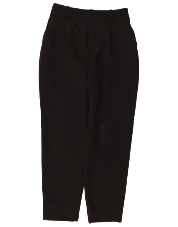 Zara Womens High Waist Tapered Chino Trousers Small W26 L26 Black Polyester