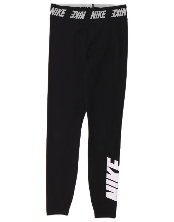 Nike Womens Graphic Leggings UK 8 Small Schwarz Baumwolle