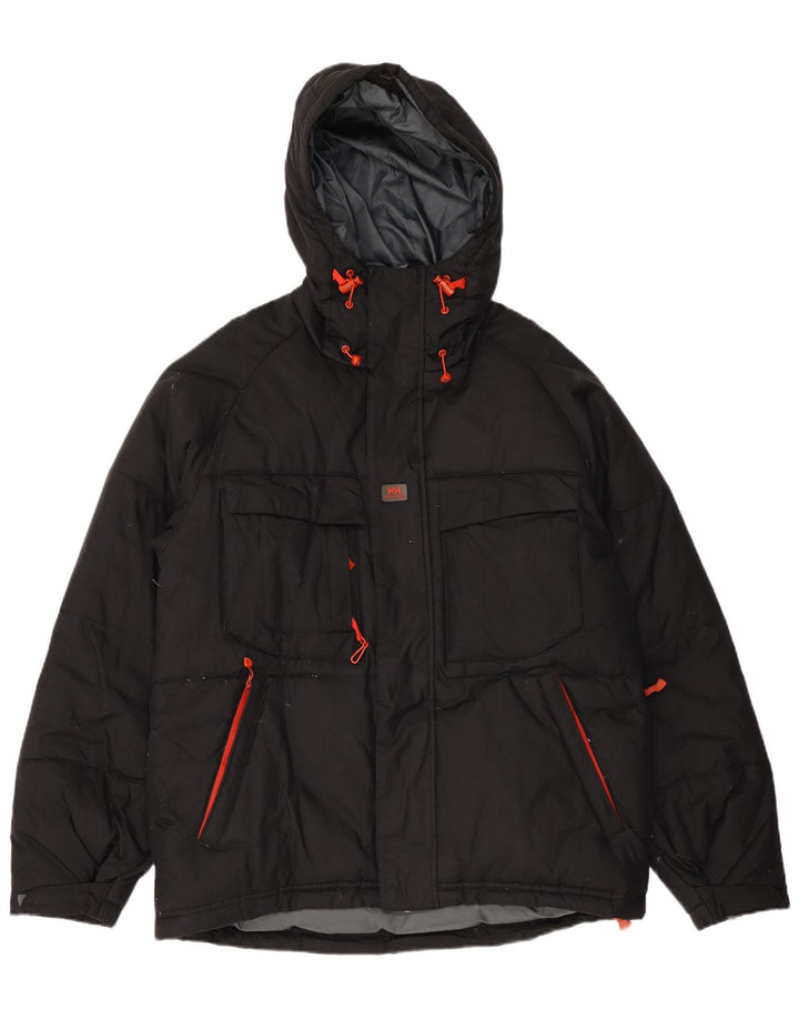 HELLY HANSEN Mens Hooded Padded Jacket UK 38 Medium Black Nylon