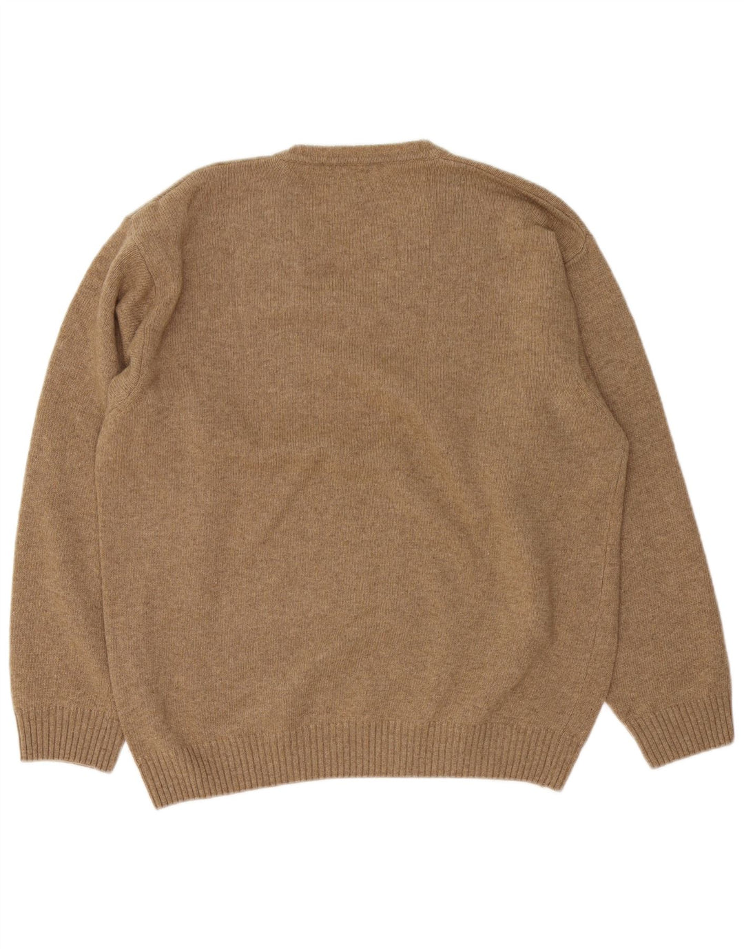 Sergio Tacchini Mens V-Neck Jumper Sweater Large Brown Wool