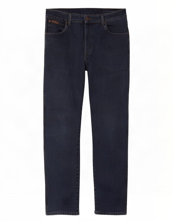 Wrangler Mens Texas Stretch Straight Jeans W33 L30 Navy Blue Cotton