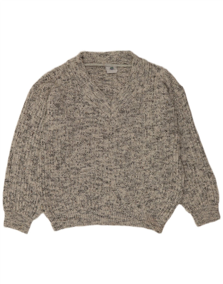 C&A Mens New Fast V-Neck Jumper Sweater Medium Grey Flecked Acrylic