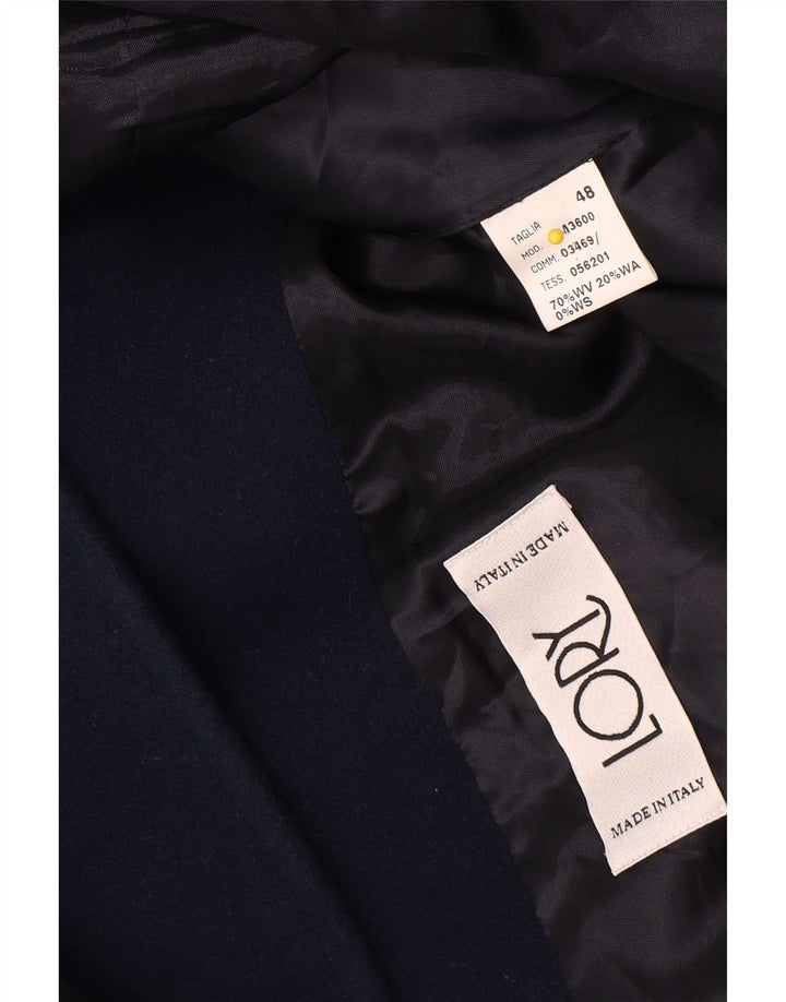 Vintage Womens Overcoat IT 48 XL Navy Blue Wool