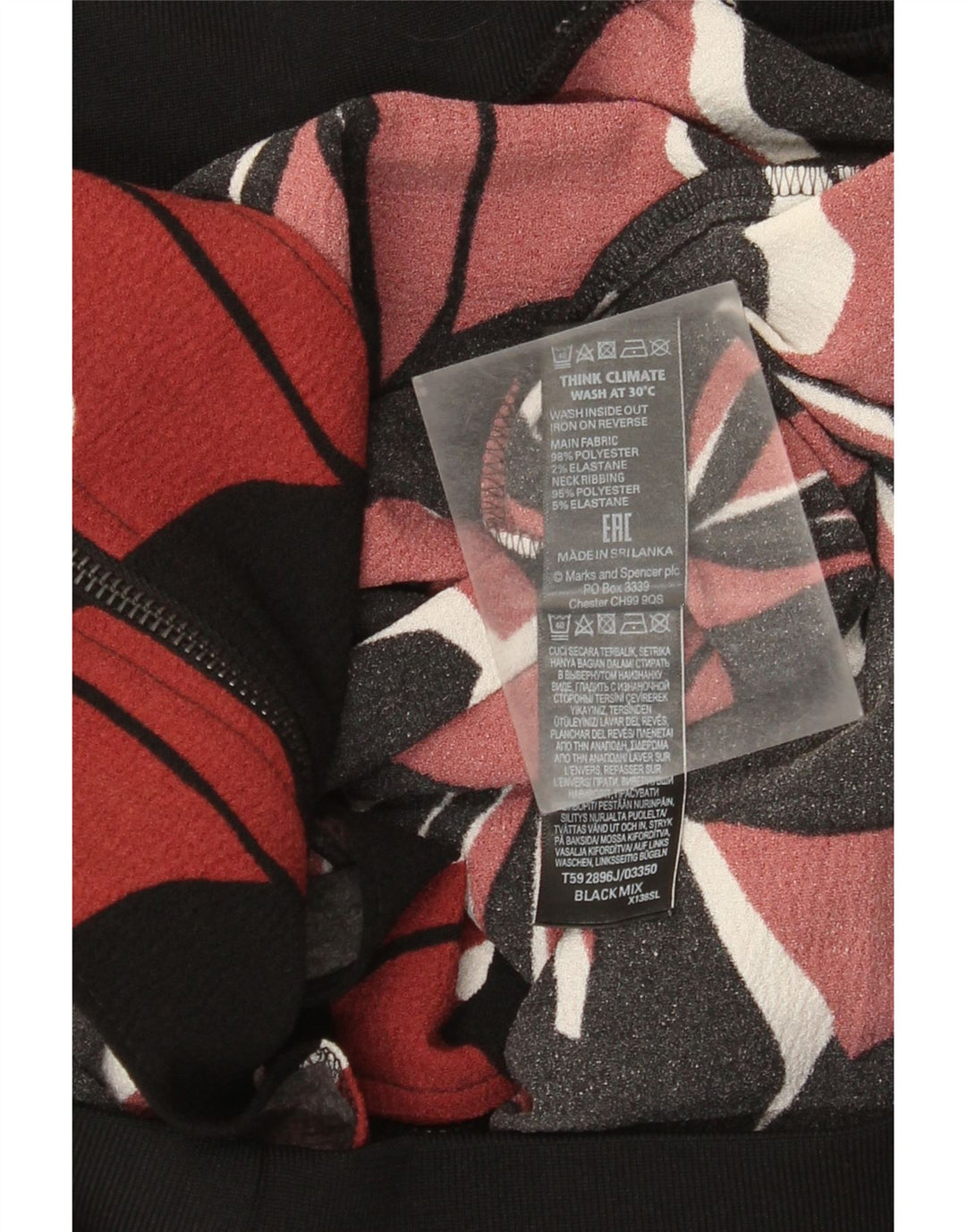 Marks & Spencer Womens Bomber Jacket UK 12 Medium  Black Floral Polyester