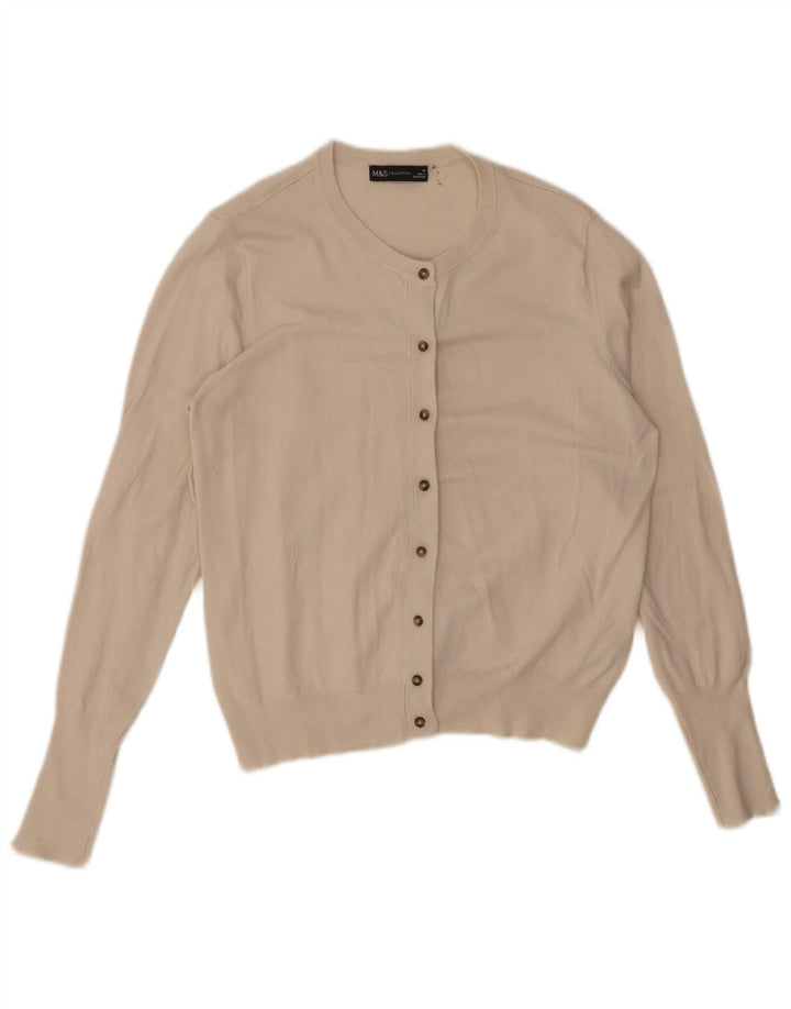 Marks & Spencer Damen-Cardigan-Pullover UK 14 Mittelweiße Viskose
