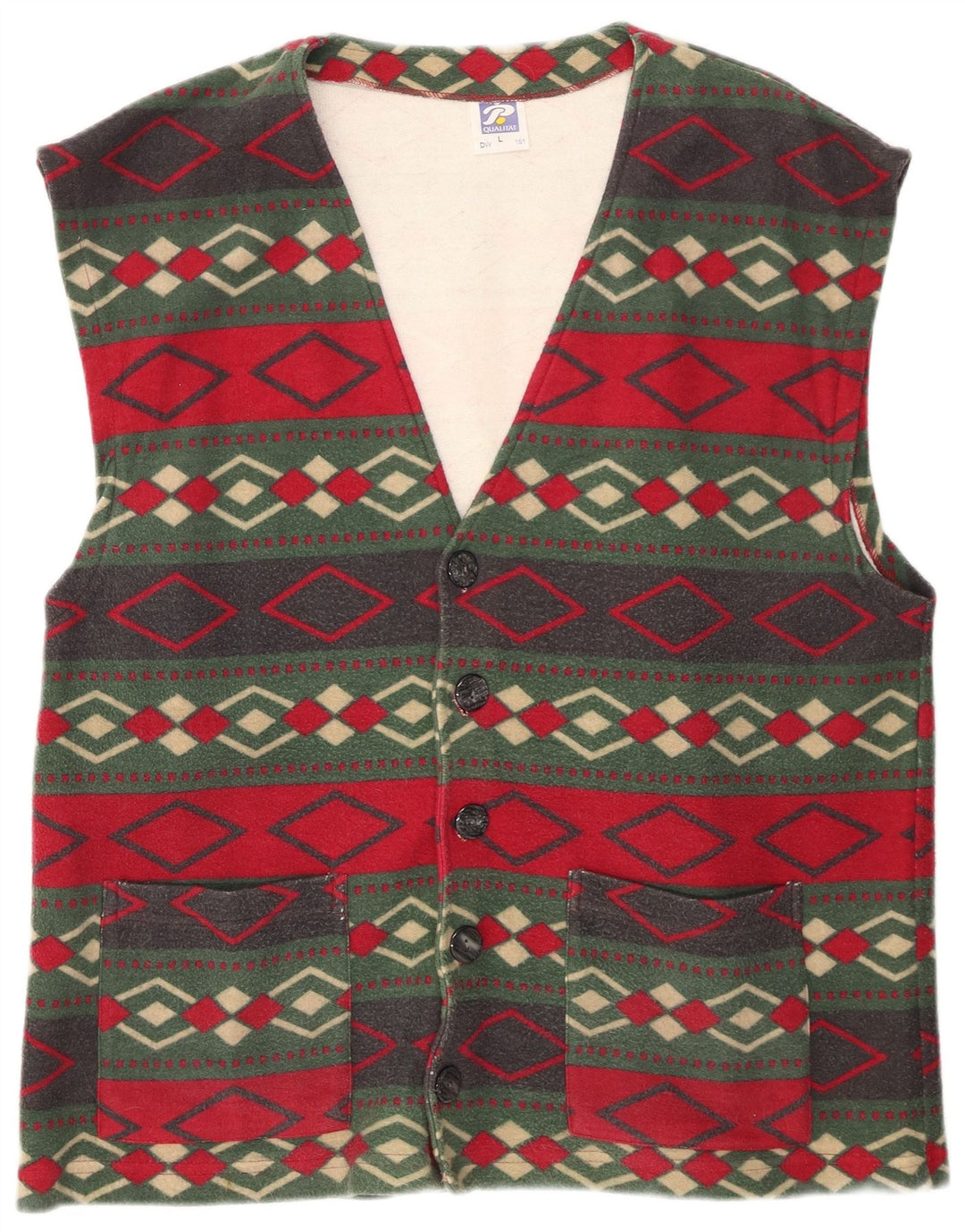 Vintage Mens Waistcoat Large Multicoloured Geometric Cotton