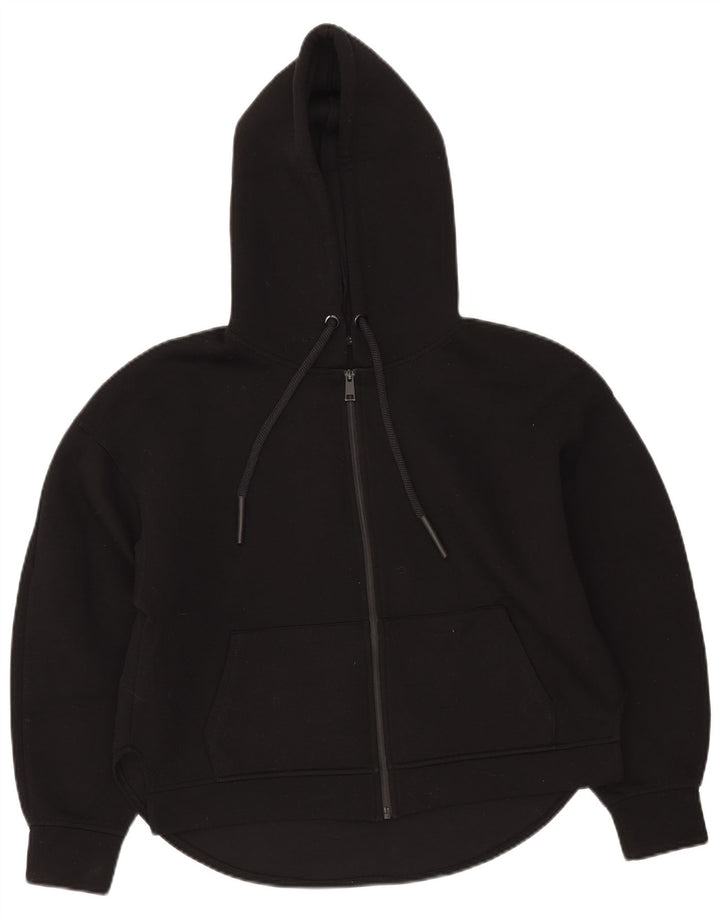 Maglione con cappuccio e zip oversize da donna Zara UK 10 piccolo poliestere nero
