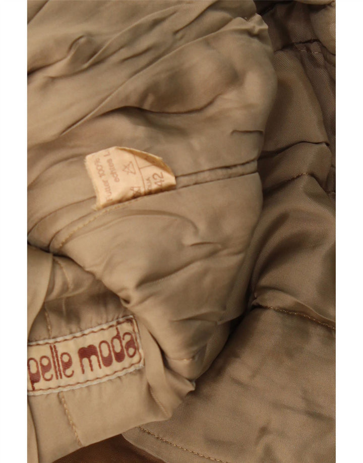 VINTAGE Womens Leather Jacket IT 42 Medium Beige Leather