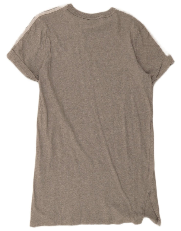 Adidas Womens T-Shirt Dress UK 12 Medium Grey Cotton