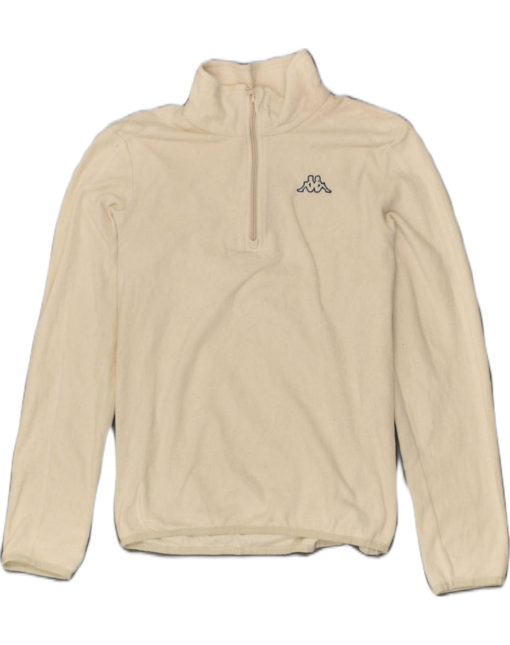 KAPPA Womens Zip Neck Fleece Jumper UK 14 Large Beige Polyester | Vintage Kappa | Thrift | Second-Hand Kappa | Used Clothing | Messina Hembry 