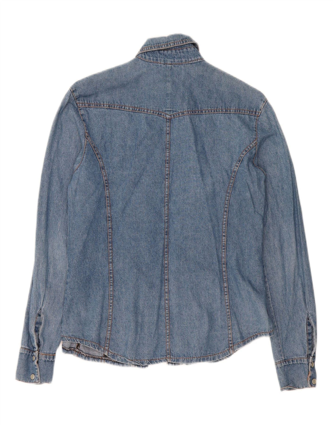 VINTAGE Womens Denim Shirt UK 12 Medium Blue Cotton Vintage Vintage and Second-Hand Vintage from Messina Hembry 