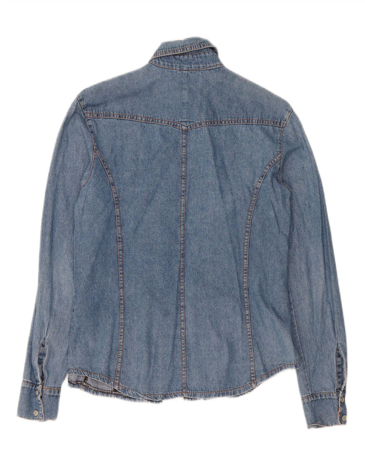 VINTAGE Womens Denim Shirt UK 12 Medium Blue Cotton Vintage Vintage and Second-Hand Vintage from Messina Hembry 